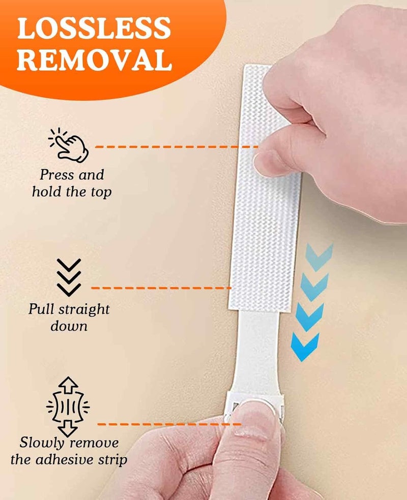 Geyynow 30 Pairs (60 Strips) Large Picture Hanging Strips Heavy Duty, 3.6" Damage Free Frame Hanging Pictures Without Nails, Wall Sticky Hook and Loop Adhesive Strips Kit - Image 5